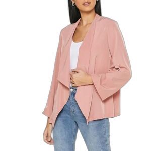NWT Karen Kane Faux Suede Jacket Women's Size Medium Pink Rose Open Front